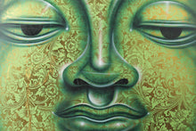 Load image into Gallery viewer, Metallic Green and Gold Face on Canvas