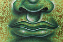 Load image into Gallery viewer, Metallic Green and Gold Face on Canvas