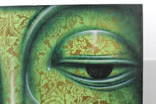 Load image into Gallery viewer, Metallic Green and Gold Face on Canvas