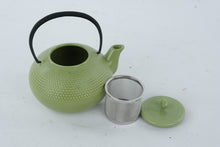 Load image into Gallery viewer, Green Ceramic Teapot with Stainless Steel Infuser β Textured Hobnail Style