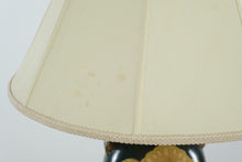 Load image into Gallery viewer, Hand-Painted Porcelain Urn Table Lamp – Green & Gold Floral with Wood Base, 30” Tall