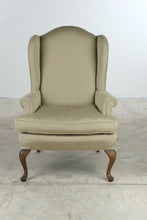 Load image into Gallery viewer, Traditional Wingback Lounge Chair with Green Plaid Upholstery and Queen Anne Legs