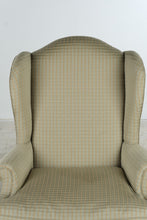 Load image into Gallery viewer, Traditional Wingback Lounge Chair with Green Plaid Upholstery and Queen Anne Legs
