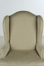 Load image into Gallery viewer, Traditional Wingback Lounge Chair with Green Plaid Upholstery and Queen Anne Legs