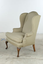 Load image into Gallery viewer, Traditional Wingback Lounge Chair with Green Plaid Upholstery and Queen Anne Legs