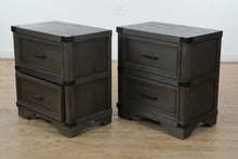 Load image into Gallery viewer, Vickery Creek Weathered Gray 2 Drawer Nightstands with Antique Pewter Hardware Pair