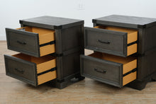 Load image into Gallery viewer, Vickery Creek Weathered Gray 2 Drawer Nightstands with Antique Pewter Hardware Pair