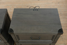 Load image into Gallery viewer, Vickery Creek Weathered Gray 2 Drawer Nightstands with Antique Pewter Hardware Pair