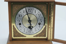 Load image into Gallery viewer, Vintage Hamilton Triple Chime Mantel Clock 1979 West Germany Wood Case