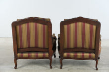 Load image into Gallery viewer, Pair of Hancock and Moore Mahogany Lounge Chairs with Striped Upholstery