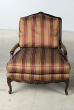 Load image into Gallery viewer, Pair of Hancock and Moore Mahogany Lounge Chairs with Striped Upholstery