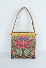 Load image into Gallery viewer, Roger Bishop Hand Painted Fabric Tote Bag Floral Art Shoulder Bag Signed