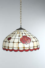 Load image into Gallery viewer, Vintage 1970s Tiffany Style Stained Glass Rose Swag Lamp 20 Inch Pendant Light