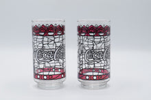 Load image into Gallery viewer, Vintage 1976 Coca Cola Hardees Stained Glass Tumblers Set of 2 Libbey 12 Oz