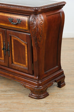 Load image into Gallery viewer, Grande Forme Élégante Serving Cabinet by Havertys – Stone Top, Acanthus Carving, Multi-Use Storage
