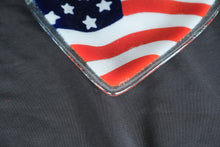 Load image into Gallery viewer, Peggy Karr American Flag Heart Fused Glass Dish Patriotic Art Glass 10.5 Inch