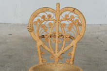 Load image into Gallery viewer, Vintage Ornate Wicker Rattan Heart Back Chair Scrollwork Boho Accent