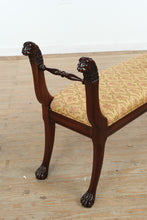 Load image into Gallery viewer, Henredon Carved Wood Bench with Lion Head Arms 54 Inch