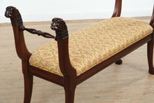 Load image into Gallery viewer, Henredon Carved Wood Bench with Lion Head Arms 54 Inch