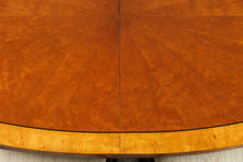 Load image into Gallery viewer, Henredon Regency Burl Wood Double Pedestal Dining Set with 6 Chairs and Two Leaves