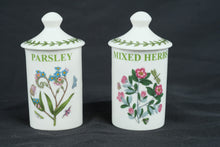 Load image into Gallery viewer, Portmeirion Botanic Garden Parsley Mixed Herbs Spice Jars Set of 2 With Lids