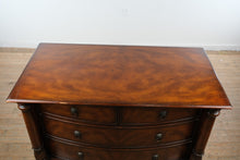 Load image into Gallery viewer, Hickory White Mahogany Bowfront Chest of Drawers with Carved Columns and Paw Feet