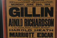 Load image into Gallery viewer, Vintage Hippodrome Palace Warrington 1914 Vaudeville Poster Framed Print 25x35