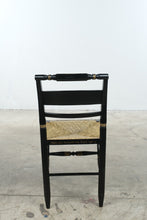 Load image into Gallery viewer, Vintage Authentic Hitchcock by Lacks Black Gold Stenciled Rush Seat Side Chair