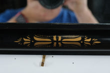 Load image into Gallery viewer, Hitchcock Alford and Co Black Gold Stenciled Wall Mirror 21 x 19