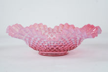 Load image into Gallery viewer, Fenton Pink Opalescent Hobnail Ruffled Bowl 10 5 Inch Art Glass