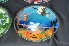 Load image into Gallery viewer, Peggy Karr Fused Glass Holiday Seasonal Plates Set of 4 Easter Halloween Valentines Saint Patricks Day 11 Inch
