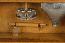 Load image into Gallery viewer, Antique Oak Hoosier Cabinet with Flour Bin, Pull-Out Work Surface & Original Details