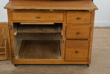 Load image into Gallery viewer, Antique Oak Hoosier Cabinet with Flour Bin, Pull-Out Work Surface & Original Details