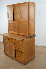 Load image into Gallery viewer, Antique Oak Hoosier Cabinet with Flour Bin, Pull-Out Work Surface & Original Details