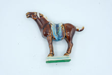 Load image into Gallery viewer, Chinese Tang Style Sancai Glazed Ceramic Horse Figurine Brown Blue