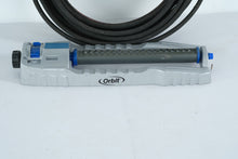 Load image into Gallery viewer, Orbit Adjustable Oscillating Lawn Sprinkler with Rubber Garden Hose – Gray & Blue