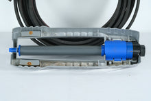 Load image into Gallery viewer, Orbit Adjustable Oscillating Lawn Sprinkler with Rubber Garden Hose – Gray & Blue