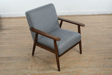 Load image into Gallery viewer, Hudson Mid-Century Modern Accent Chair with Solid Wood Arms & Gray Upholstery