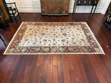 Load image into Gallery viewer, Pakistani Hand-Knotted Wool Area Rug in Ivory Field with Rust Floral Border