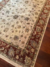 Load image into Gallery viewer, Pakistani Hand-Knotted Wool Area Rug in Ivory Field with Rust Floral Border
