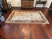 Load image into Gallery viewer, Pakistani Hand-Knotted Wool Area Rug in Ivory Field with Rust Floral Border