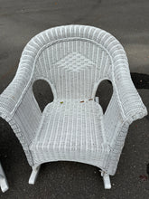 Load image into Gallery viewer, Pair of White Wicker Rocking Chairs – 30" W x 35" D x 35" H (16" Seat Height)