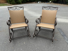 Load image into Gallery viewer, Set of Rubbed Bronze Outdoor Rocking Chairs