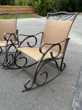 Load image into Gallery viewer, Set of Rubbed Bronze Outdoor Rocking Chairs