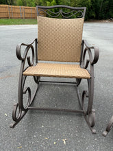 Load image into Gallery viewer, Set of Rubbed Bronze Outdoor Rocking Chairs
