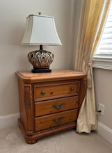 Load image into Gallery viewer, Oversized Pine Nightstand with Carved Details