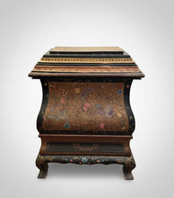 Load image into Gallery viewer, Asian Toleware Hand-Painted Lacquer Wood & Tin Storage Box Cabinet