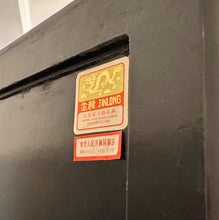 Load image into Gallery viewer, Vintage Chinese Jinlong Black Lacquer Chinoiserie Display Cabinet with Gilt Figures