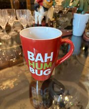 Load image into Gallery viewer, Pier 1 “Bah Humbug” Christmas Mug Red Holiday Coffee Cup 6” Tall Festive Grinchy Style