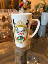 Load image into Gallery viewer, Pier 1 “Dasher Deer” Christmas Mug White Holiday Reindeer Coffee Cup 6” Tall